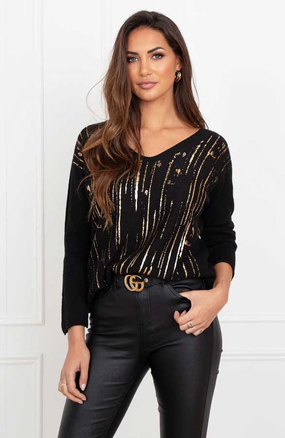 Detailed Metallic Sweater Mieke Zwart – shoparchief