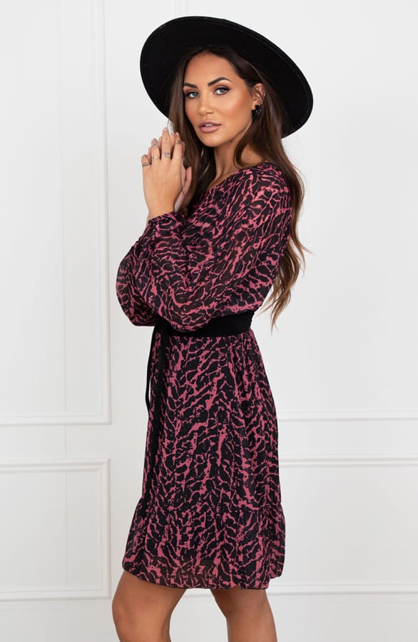 Exclusieve Print Jurk Noralie Dust Roze – shoparchief — foto 3