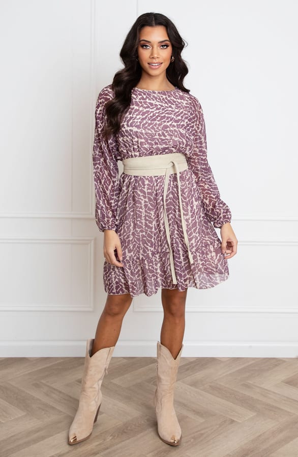 Exclusieve Print Jurk Noralie Mauve – shoparchief — foto 3