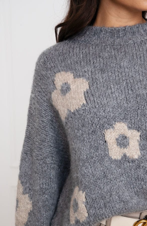 Flower Sweater Soft Gina Grijs – shoparchief — foto 5