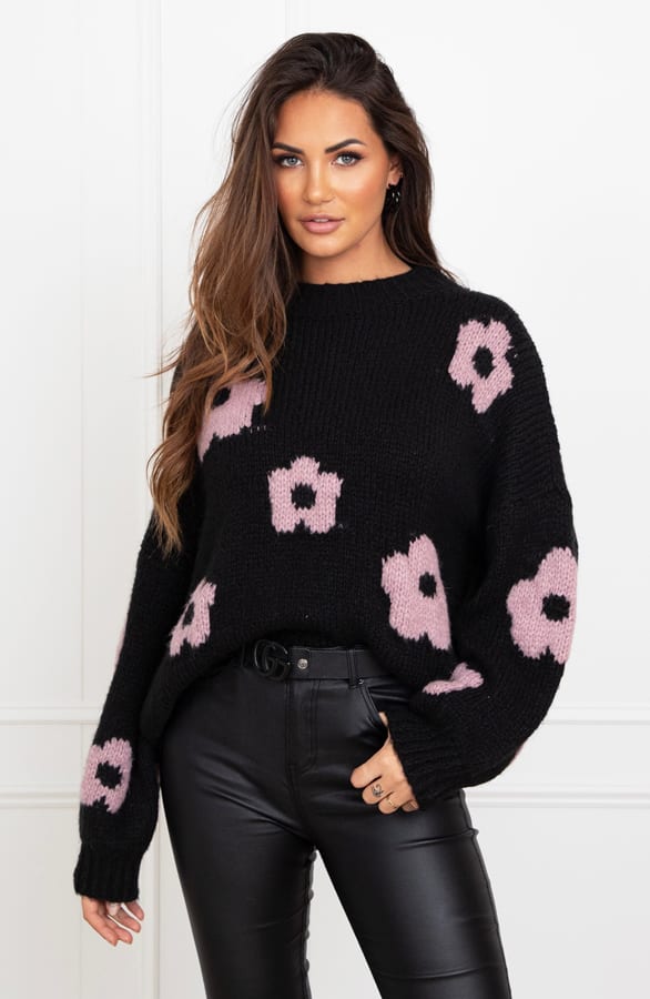 Flower Sweater Soft Gina Zwart – shoparchief