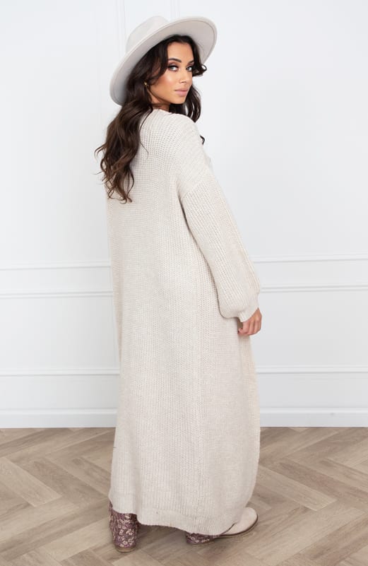 Gebreid Vest Lang Mila Beige – shoparchief — foto 6