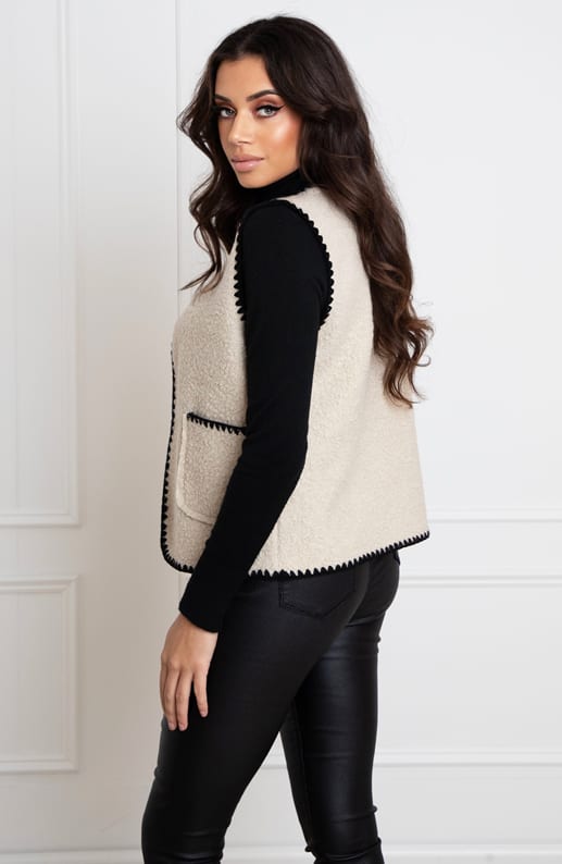 Gilet Met Stiksels Cindy Beige – shoparchief — foto 2