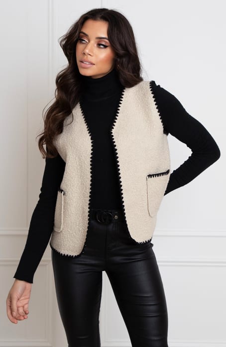 Gilet Met Stiksels Cindy Beige – shoparchief — foto 3