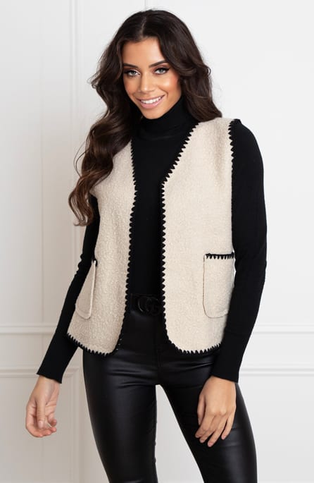 Gilet Met Stiksels Cindy Beige – shoparchief