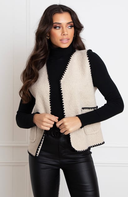 Gilet Met Stiksels Cindy Beige – shoparchief — foto 4