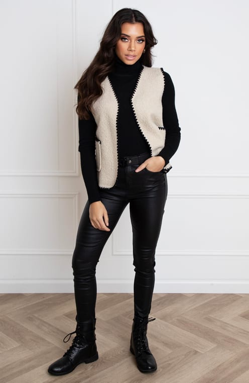 Gilet Met Stiksels Cindy Beige – shoparchief — foto 5
