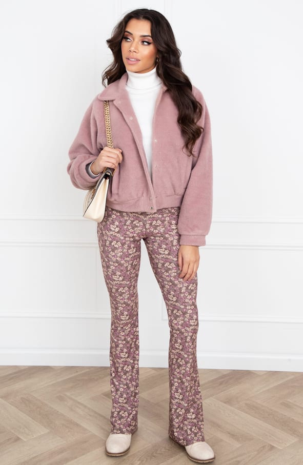 Janine Flared Broek Bloemenprint Mauve – shoparchief — foto 7