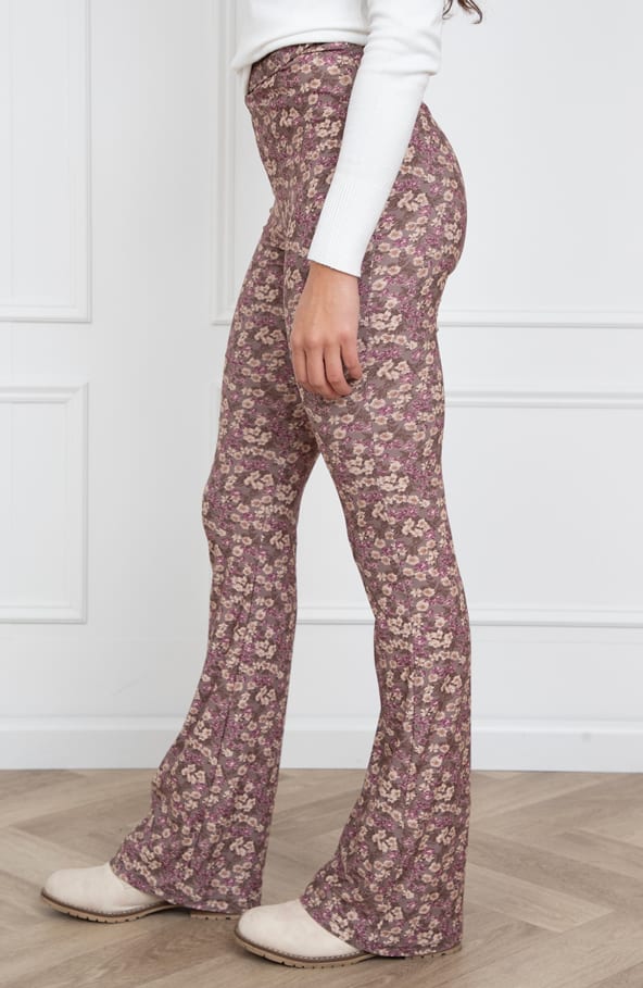 Janine Flared Broek Bloemenprint Mauve – shoparchief — foto 3