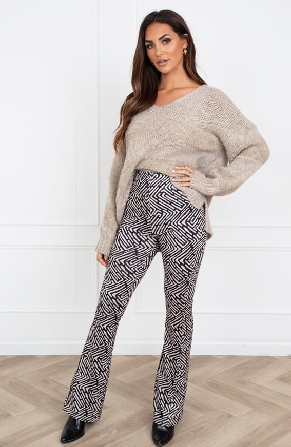 Janine Flared Broek Print Camel – shoparchief — foto 4