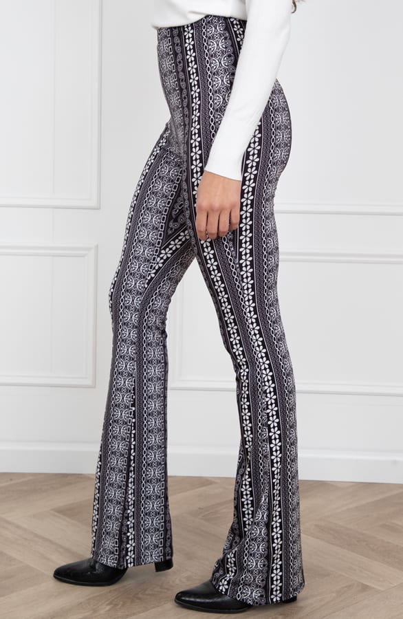 Janine Flared Broek Strepen Print Zwart – shoparchief — foto 2