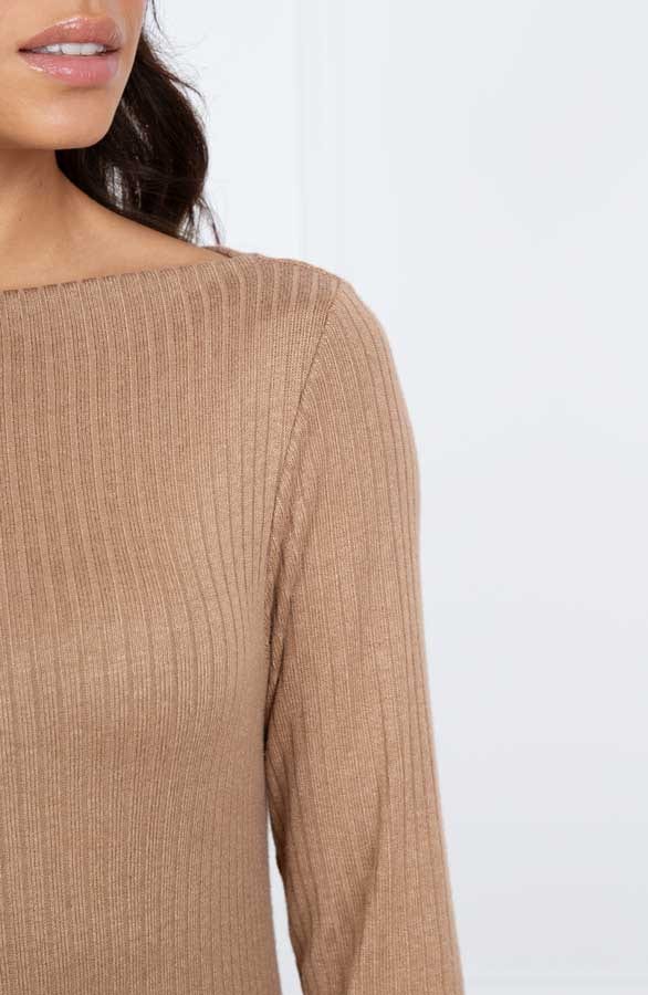 Jurk met Boothals Sammie Beige – shoparchief — foto 5