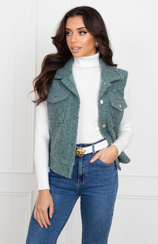 Knopen Boucle Gilet Marieke Dust Mint – shoparchief — foto 3
