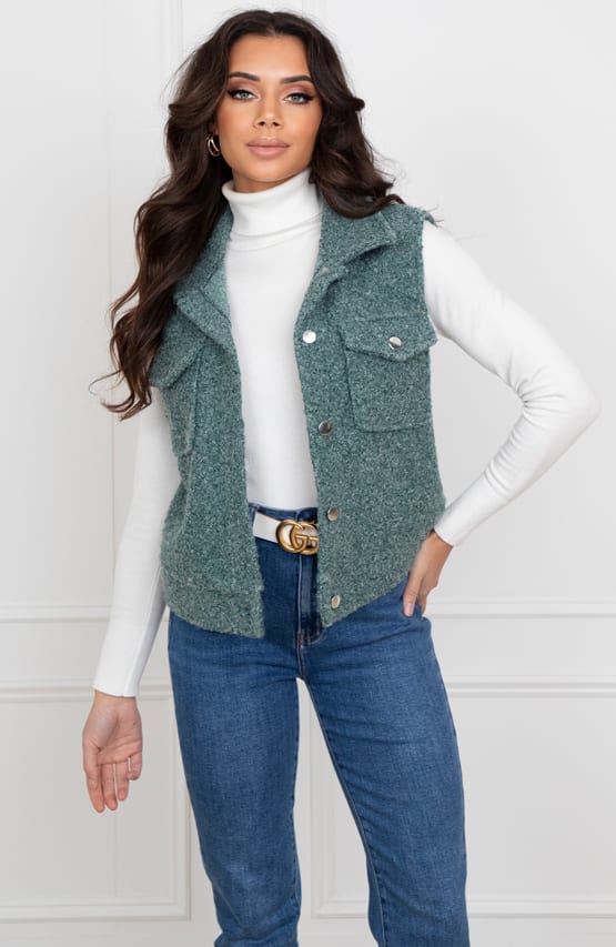 Knopen Boucle Gilet Marieke Dust Mint – shoparchief — foto 4