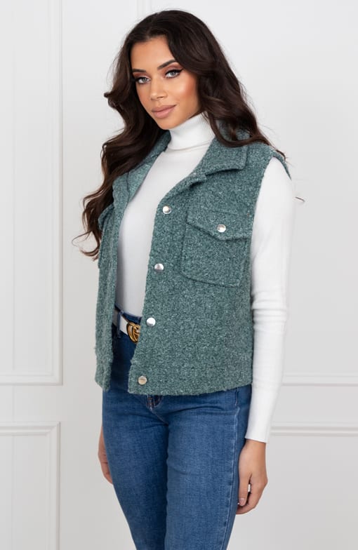 Knopen Boucle Gilet Marieke Dust Mint – shoparchief — foto 2