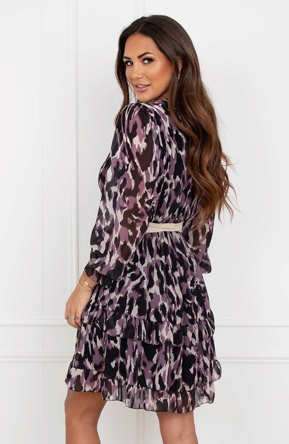 Leopard V-hals Dress Kenza Mauve – shoparchief — foto 4