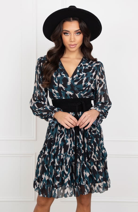 Leopard V-hals Dress Kenza Petrol – shoparchief — foto 2