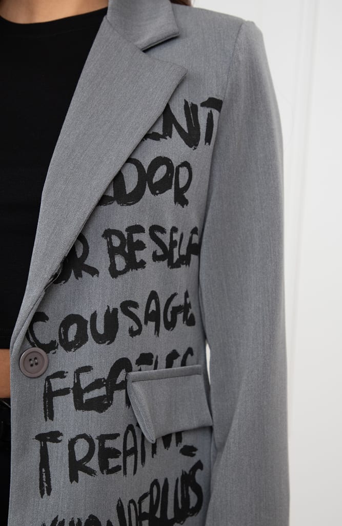 Limited Graffiti Blazer Donna Grijs – shoparchief — foto 5