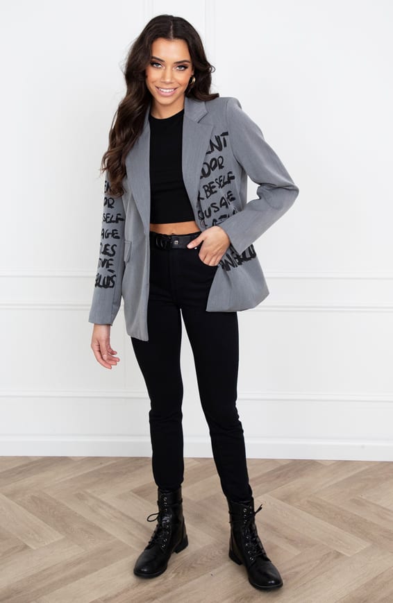 Limited Graffiti Blazer Donna Grijs – shoparchief — foto 4