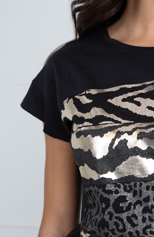 Metallic Zebra Panter Top Jessy Zwart Goud – shoparchief — foto 6