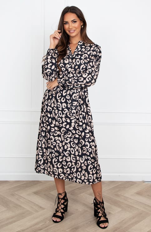 Midi Jurk V-Hals Meis Leopard – shoparchief — foto 3
