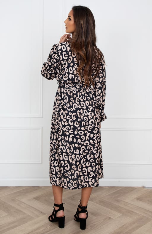 Midi Jurk V-Hals Meis Leopard – shoparchief — foto 4