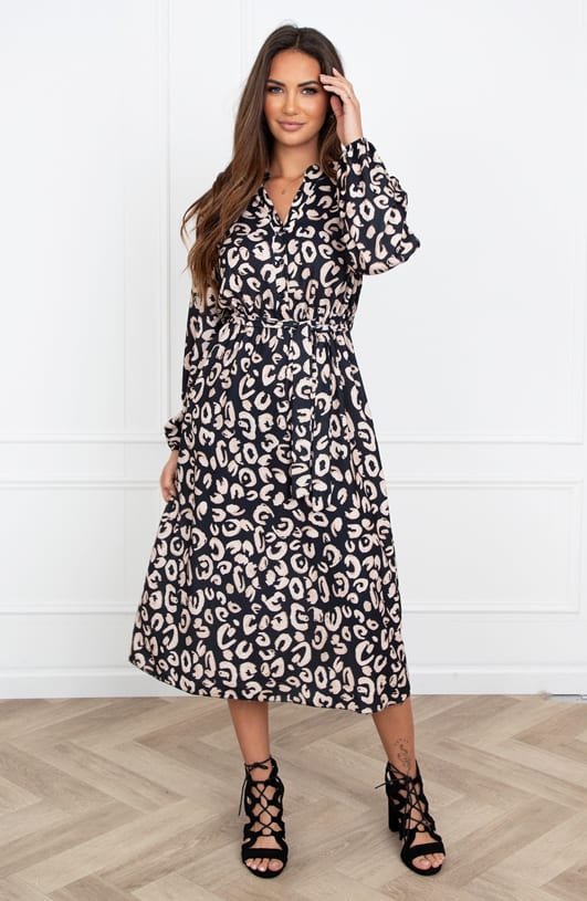 Midi Jurk V-Hals Meis Leopard – shoparchief — foto 2