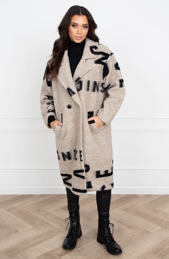 Oversized Letter Coat Yvonne Beige – shoparchief — foto 2