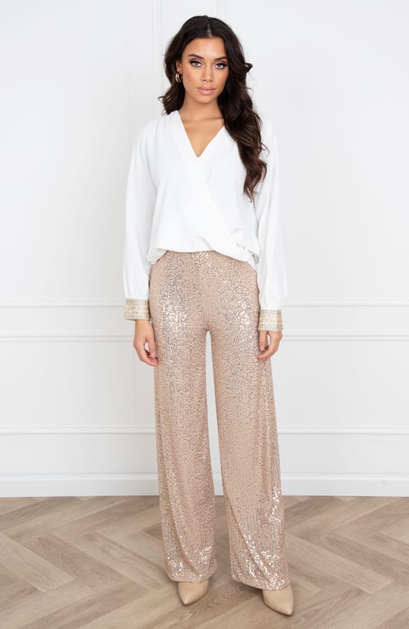 Pailletten Broek Tanja Beige – shoparchief — foto 5