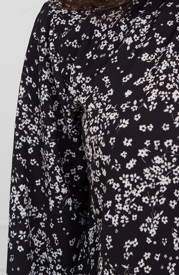 Col Blouse Print Floral Zwart – shoparchief — foto 5