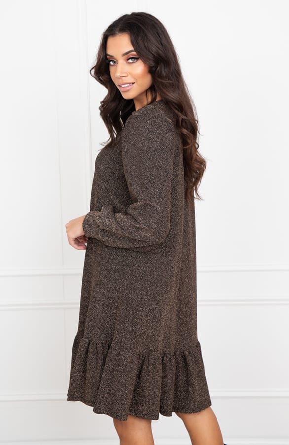 Ruffle Lurex Jurk Sabrina Goud – shoparchief — foto 4