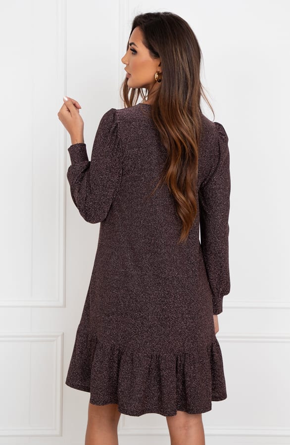 Ruffle Lurex Jurk Sabrina Rosé – shoparchief — foto 3