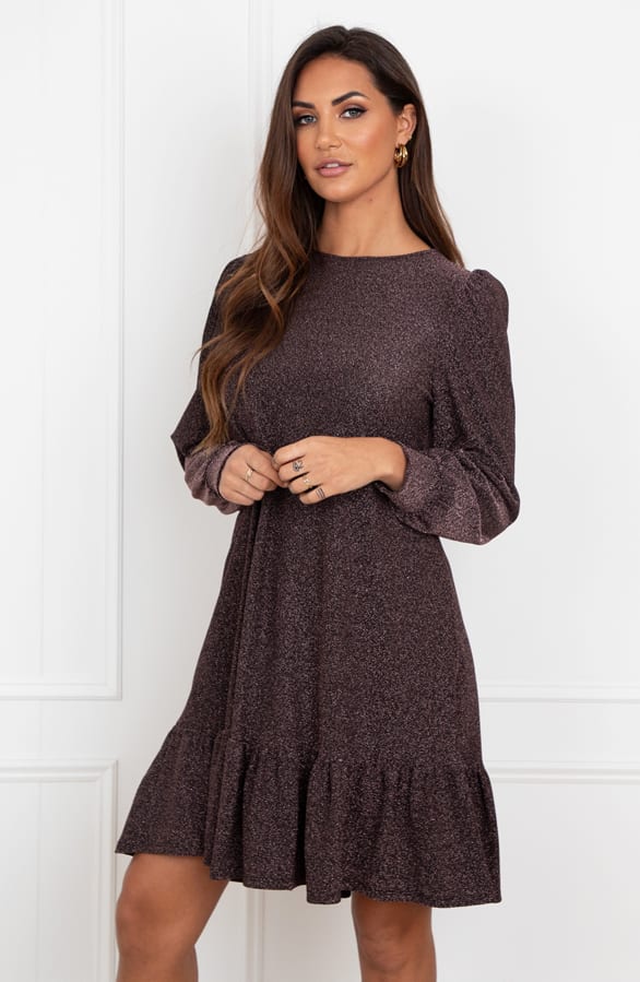 Ruffle Lurex Jurk Sabrina Rosé – shoparchief