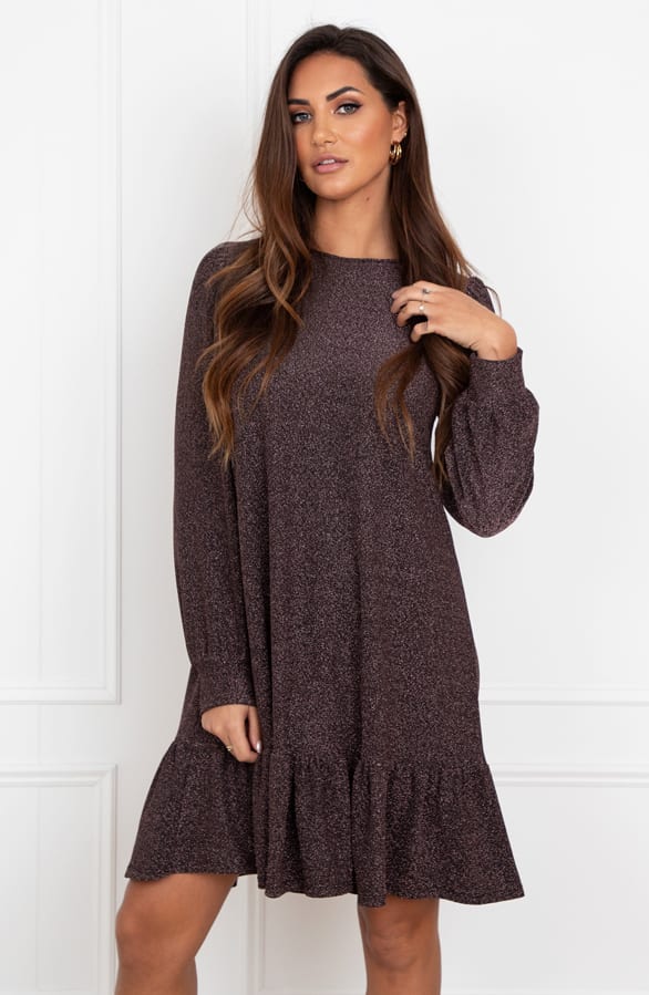Ruffle Lurex Jurk Sabrina Rosé – shoparchief — foto 2
