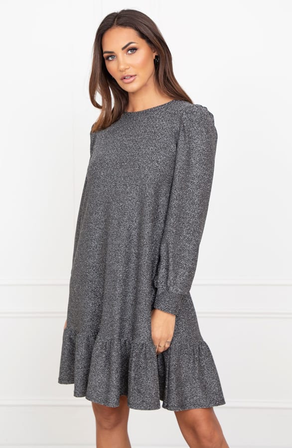 Ruffle Lurex Jurk Sabrina Zilver – shoparchief — foto 3