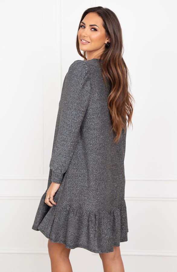 Ruffle Lurex Jurk Sabrina Zilver – shoparchief — foto 2