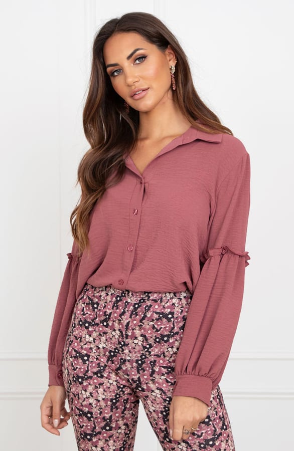 Ruffle Mouwen Blouse Dee Dust Roze – shoparchief — foto 3