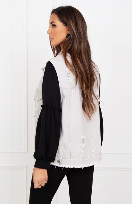 Spijkerstof Gilet Vera Grijs – shoparchief — foto 2