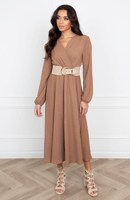 Smocked Maxi Jurk Anika Camel – shoparchief — foto 2