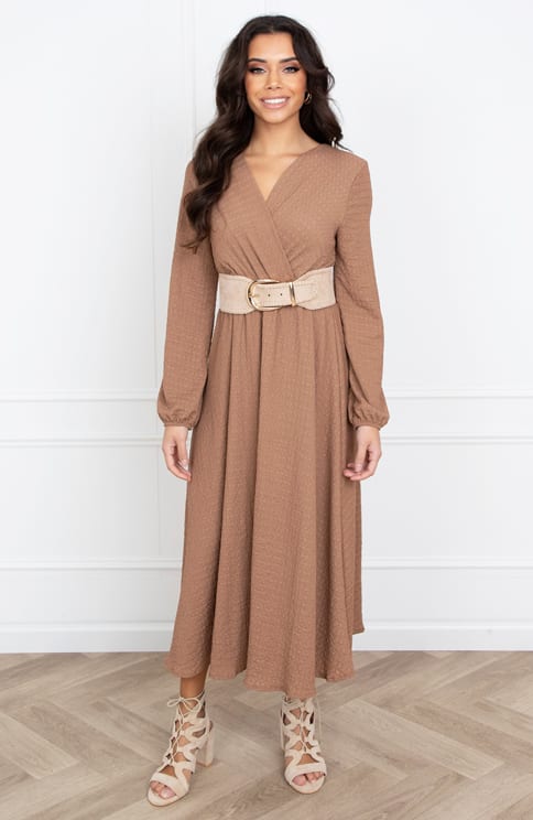 Smocked Maxi Jurk Anika Camel – shoparchief — foto 3