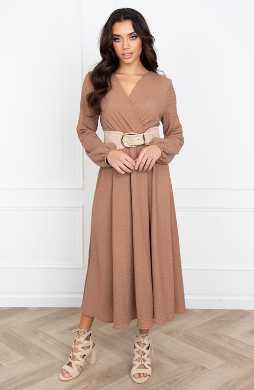 Smocked Maxi Jurk Anika Camel – shoparchief — foto 4
