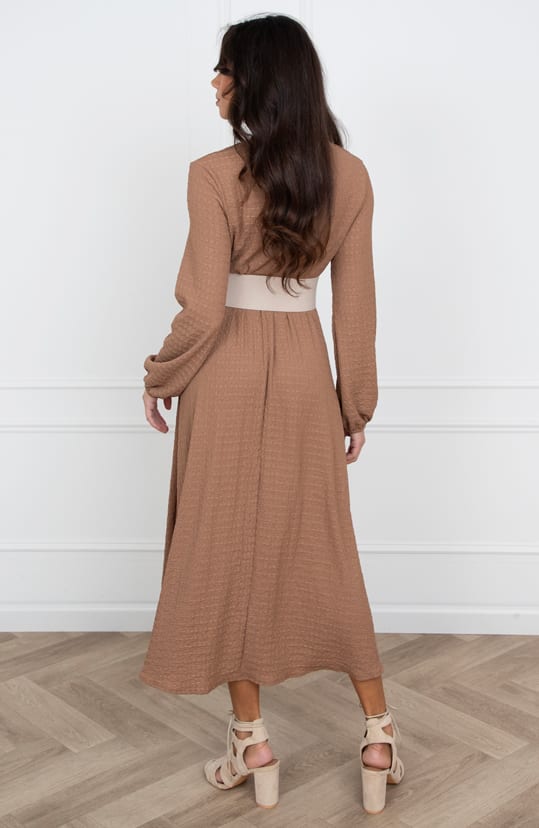 Smocked Maxi Jurk Anika Camel – shoparchief — foto 6