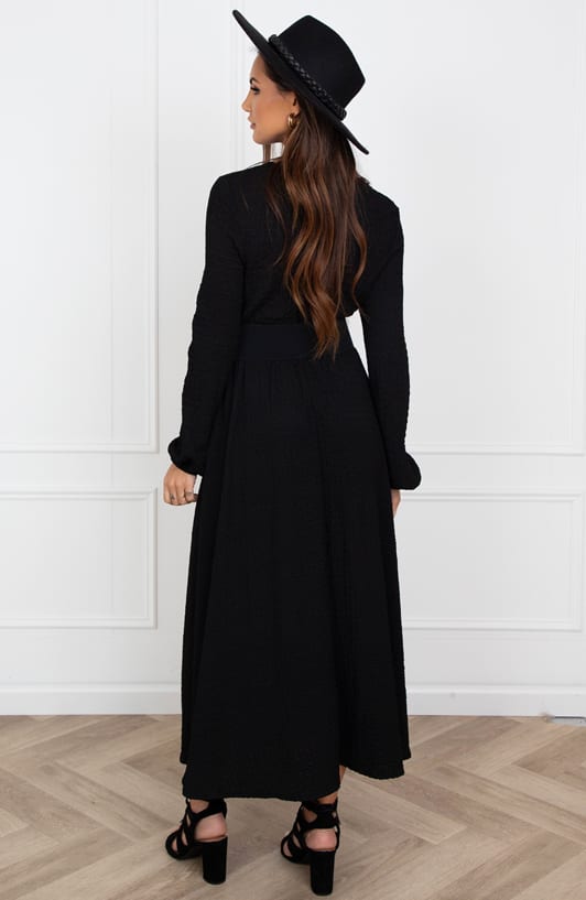 Smocked Maxi Jurk Anika Zwart – shoparchief — foto 3