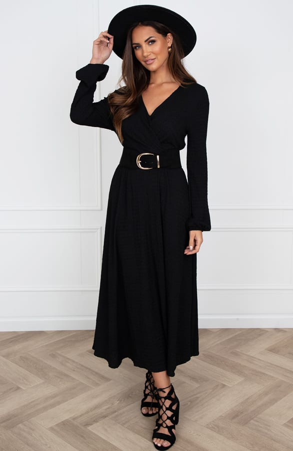 Smocked Maxi Jurk Anika Zwart – shoparchief