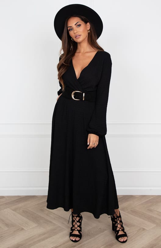 Smocked Maxi Jurk Anika Zwart – shoparchief — foto 4