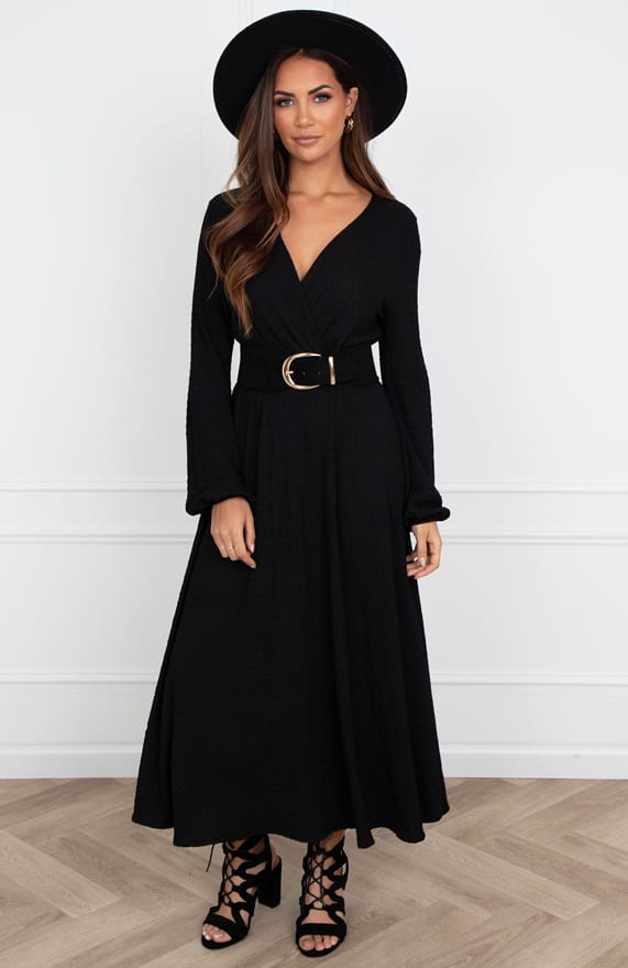 Smocked Maxi Jurk Anika Zwart – shoparchief — foto 2