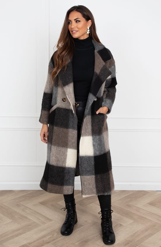 Soft Oversized Coat Gaya Geblokt – shoparchief — foto 3