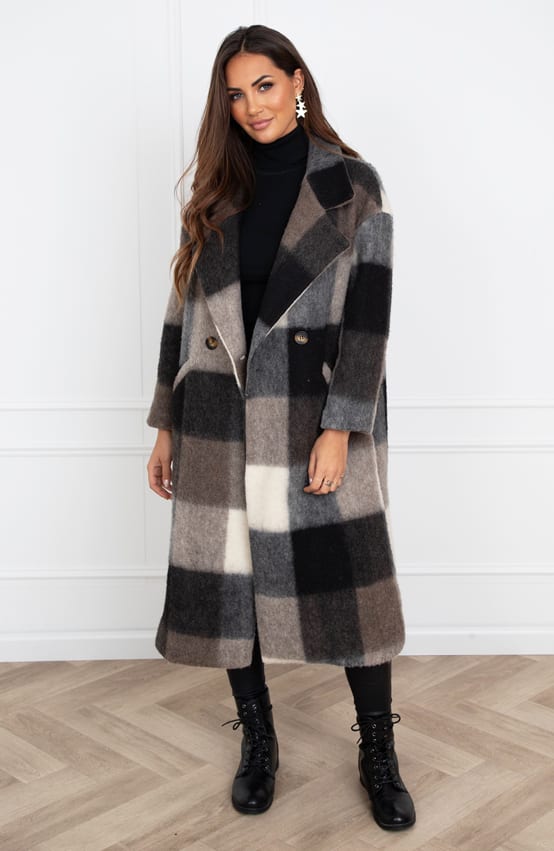 Soft Oversized Coat Gaya Geblokt – shoparchief — foto 2