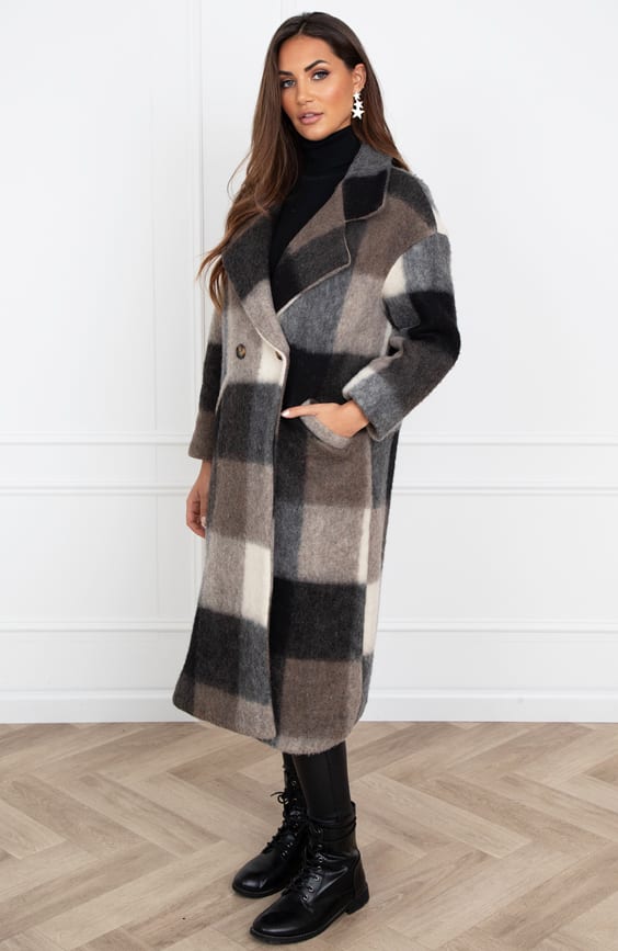 Soft Oversized Coat Gaya Geblokt – shoparchief — foto 4