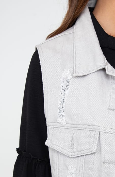 Spijkerstof Gilet Vera Grijs – shoparchief — foto 5